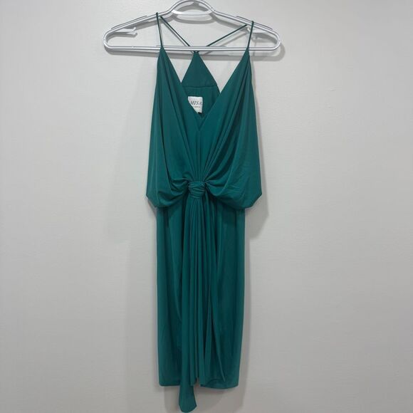 Misa Los Angeles Dresses & Skirts - MISA Womens Domino Dress Large Draped Knot Sleeveless Slouchy Cocktail NEW Green